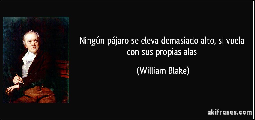 Ningún pájaro se eleva demasiado alto, si vuela con sus propias alas (William Blake)