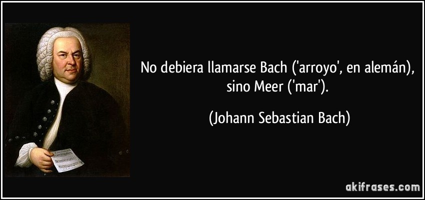 No debiera llamarse Bach ('arroyo', en alemán), sino Meer ('mar'). (Johann Sebastian Bach)