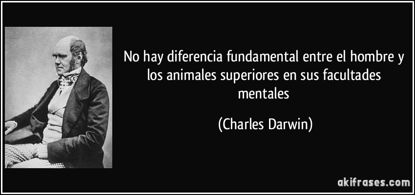 No hay diferencia fundamental entre el hombre y los animales superiores en sus facultades mentales (Charles Darwin)