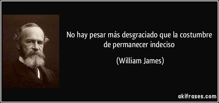 No hay pesar más desgraciado que la costumbre de permanecer indeciso (William James)