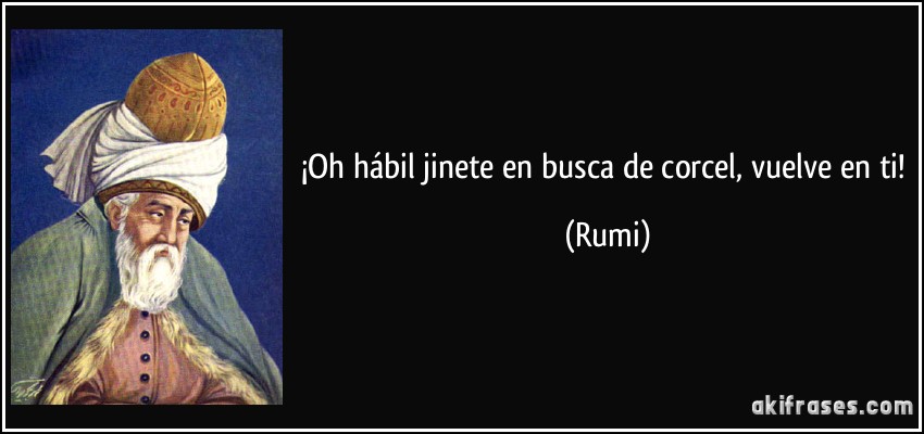 ¡Oh hábil jinete en busca de corcel, vuelve en ti! (Rumi)