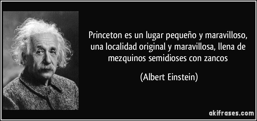 Princeton es un lugar pequeño y maravilloso, una localidad original y maravillosa, llena de mezquinos semidioses con zancos (Albert Einstein)