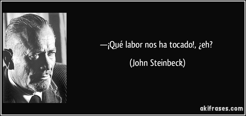 —¡Qué labor nos ha tocado!, ¿eh? (John Steinbeck)