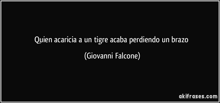 Quien acaricia a un tigre acaba perdiendo un brazo (Giovanni Falcone)