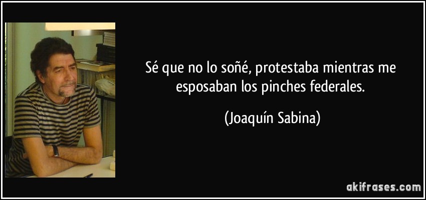 Sé que no lo soñé, protestaba mientras me esposaban los pinches federales. (Joaquín Sabina)