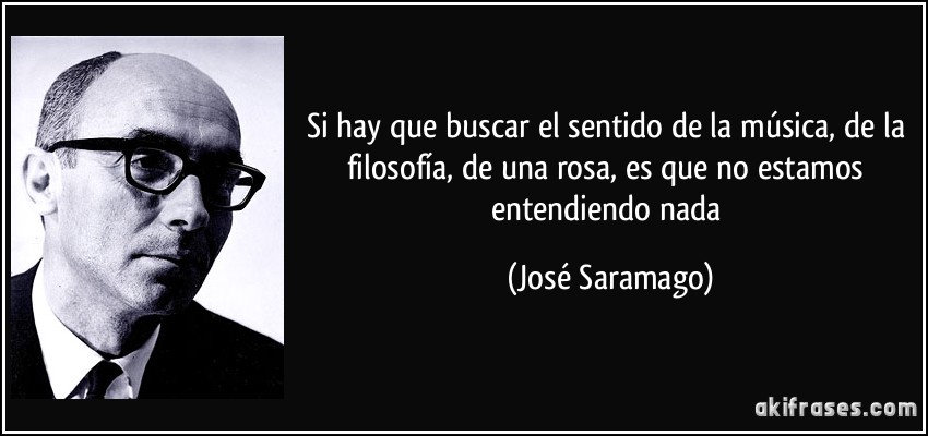 Si hay que buscar el sentido de la música, de la filosofía, de una rosa, es que no estamos entendiendo nada (José Saramago)