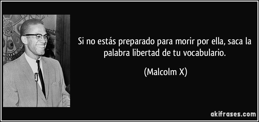 Si no estás preparado para morir por ella, saca la palabra libertad de tu vocabulario. (Malcolm X)