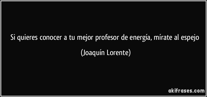 Si quieres conocer a tu mejor profesor de energía, mírate al espejo (Joaquín Lorente)