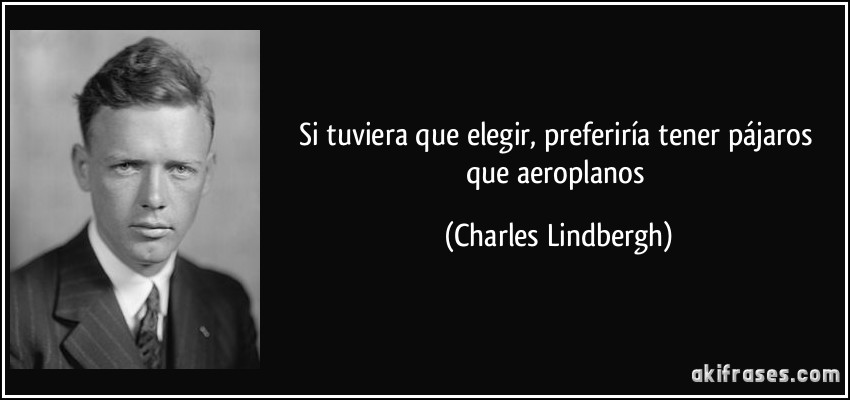 Si tuviera que elegir, preferiría tener pájaros que aeroplanos (Charles Lindbergh)