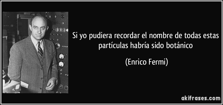 Si yo pudiera recordar el nombre de todas estas partículas habría sido botánico (Enrico Fermi)