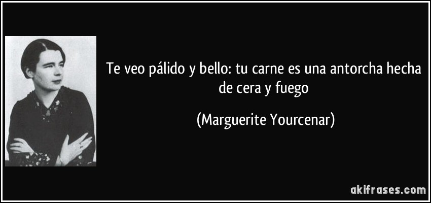 Te veo pálido y bello: tu carne es una antorcha hecha de cera y fuego (Marguerite Yourcenar)