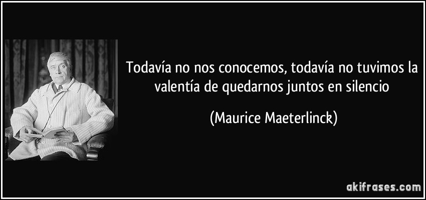 Todavía no nos conocemos, todavía no tuvimos la valentía de quedarnos juntos en silencio (Maurice Maeterlinck)