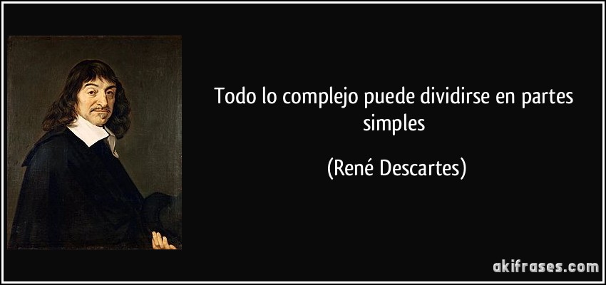 Todo lo complejo puede dividirse en partes simples (René Descartes)