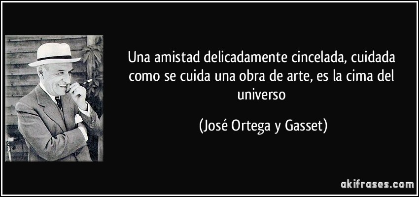Una amistad delicadamente cincelada, cuidada como se cuida una obra de arte, es la cima del universo (José Ortega y Gasset)