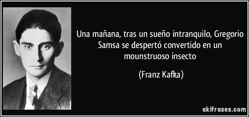 Una mañana, tras un sueño intranquilo, Gregorio Samsa se despertó convertido en un mounstruoso insecto (Franz Kafka)