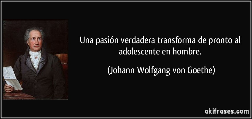 Una pasión verdadera transforma de pronto al adolescente en hombre. (Johann Wolfgang von Goethe)