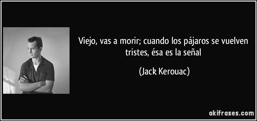 Viejo, vas a morir; cuando los pájaros se vuelven tristes, ésa es la señal (Jack Kerouac)