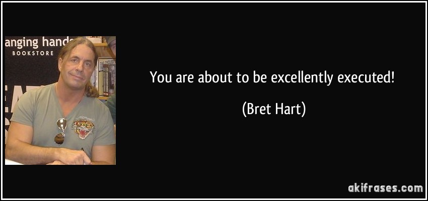 You are about to be excellently executed! (Bret Hart)
